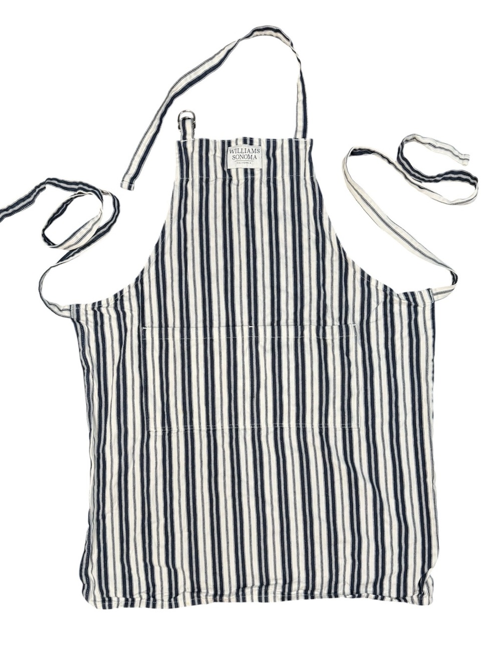 Williams-Sonoma | Adult Blue White Cotton Tie Back Kitchen Apron with Pockets